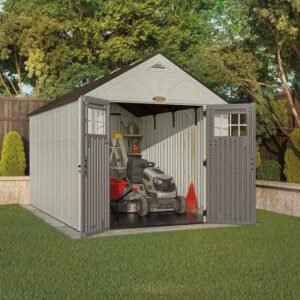 Abri de jardin polyéthylène 35mm 10,27m² Woodgrain + plancher SUNCAST | Compact, Robuste & Sécurisé