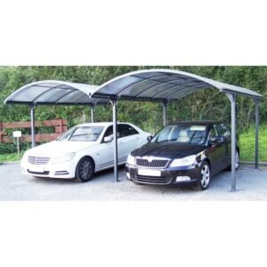 Carport 2 voitures en aluminium et polycarbonate 6mm ANTI-UV – Habrita | Compact, Robuste & Sécurisé