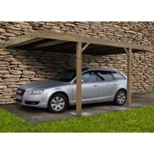 Carport bois adossé Lobito toit plat 15 m² | Compact, Robuste & Sécurisé