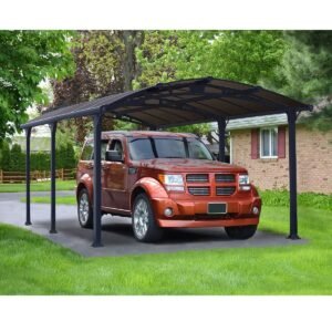 Carport aluminium Arcadia 5000 – 16 m² – gris | Compact, Robuste & Sécurisé