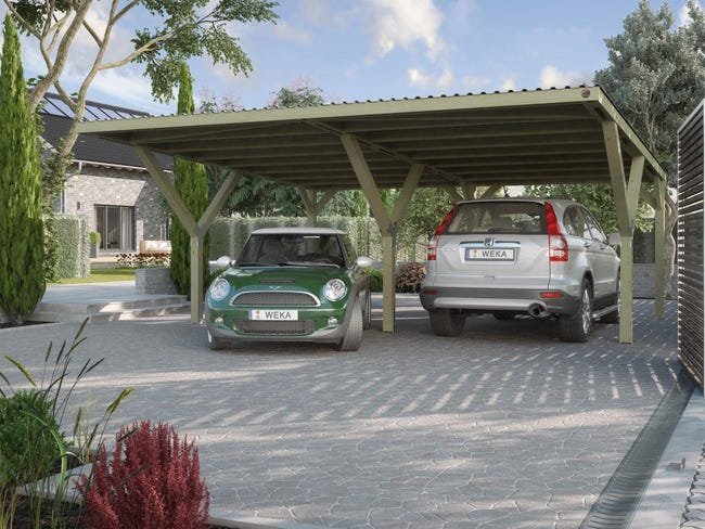 Carport double WEKA 609 imprégné 604 x 621 cm | Compact, Robuste & Sécurisé – Image 2