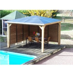 Abri de piscine BLUETERM 14,36 m² deux parois à ventelles | Compact, Robuste & Sécurisé