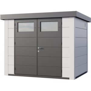 Abri Telluria en acier galvanisé blanc 5,6m² | Compact, Robuste & Sécurisé