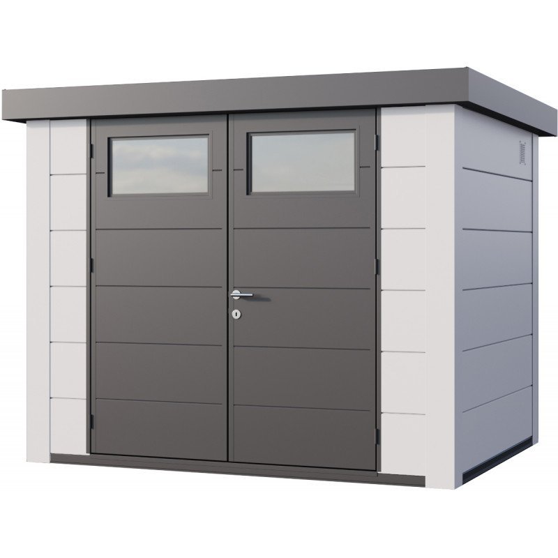 Abri Telluria en acier galvanisé blanc 5,6m² | Compact, Robuste & Sécurisé