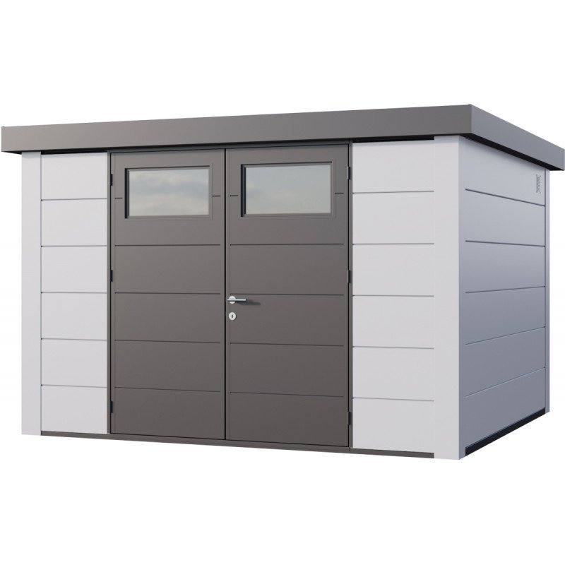 Abri Telluria Eleganto 3330 en acier galvanisé blanc 9,8m² | Compact, Robuste & Sécurisé