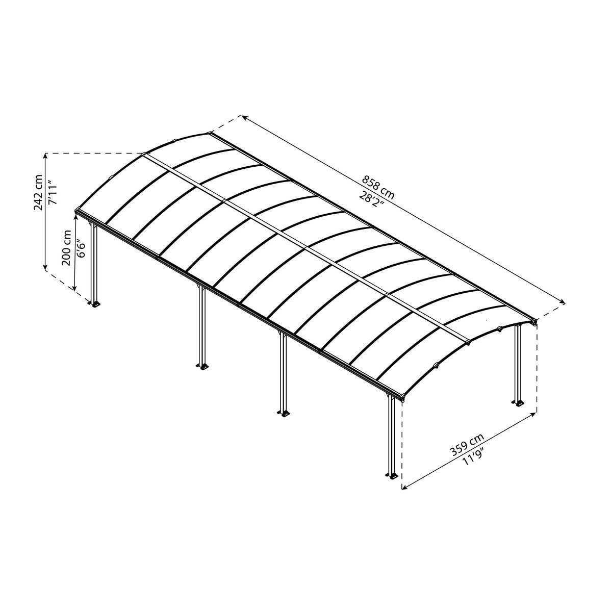 Carport en aluminium ARCADIA 8500 26,4 mètres carré gris | Compact, Robuste & Sécurisé – Image 3