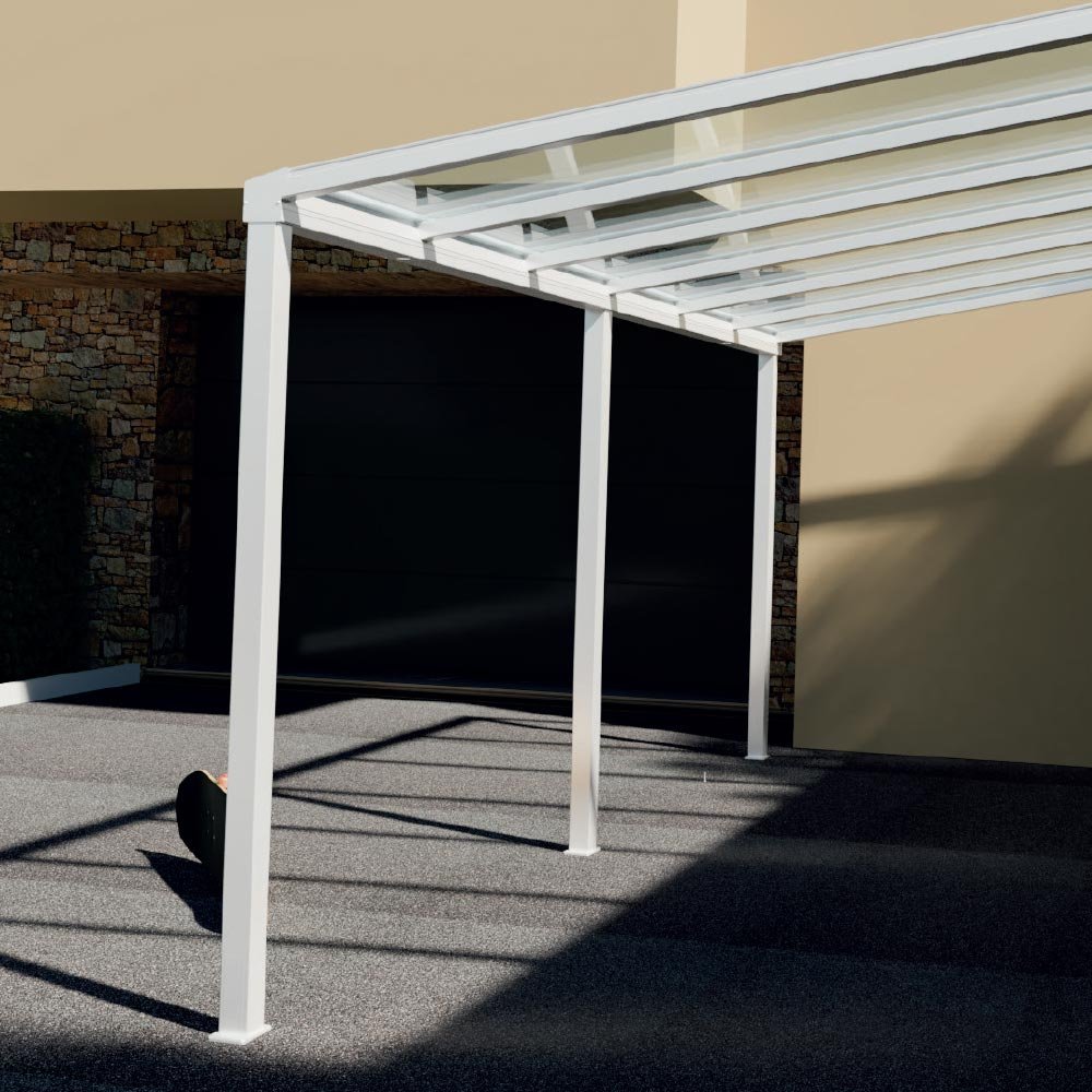 Abris de voiture en aluminium adossé avec toiture en polycarbonate | Compact, Robuste & Sécurisé – Image 5