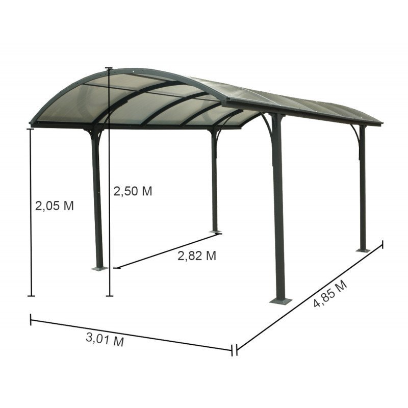 Carport 1 voiture 14,62m² en aluminium et polycarbonate | Compact, Robuste & Sécurisé – Image 11