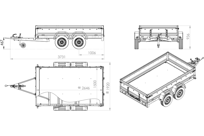 Remorque voiture 2 essieux 264×150 EXPERT 2615/2 PTAC 750 KG | Compact, Robuste & Sécurisé – Image 12