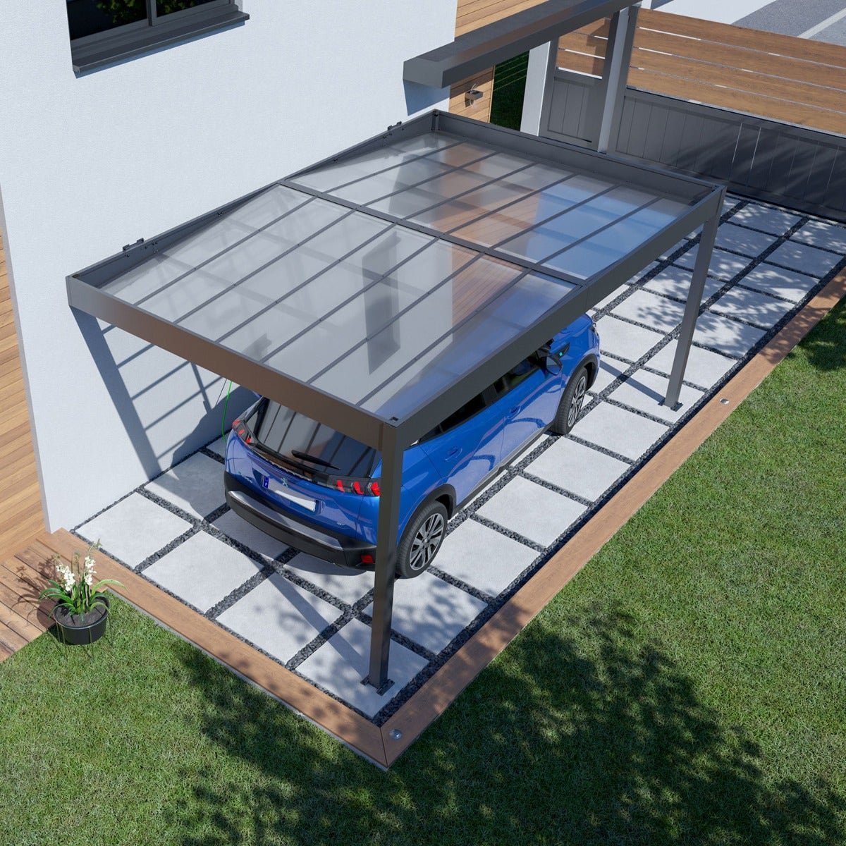 Carport adossé aluminium Trigano LIBECCIO WALL 16 m² | Compact, Robuste & Sécurisé – Image 7