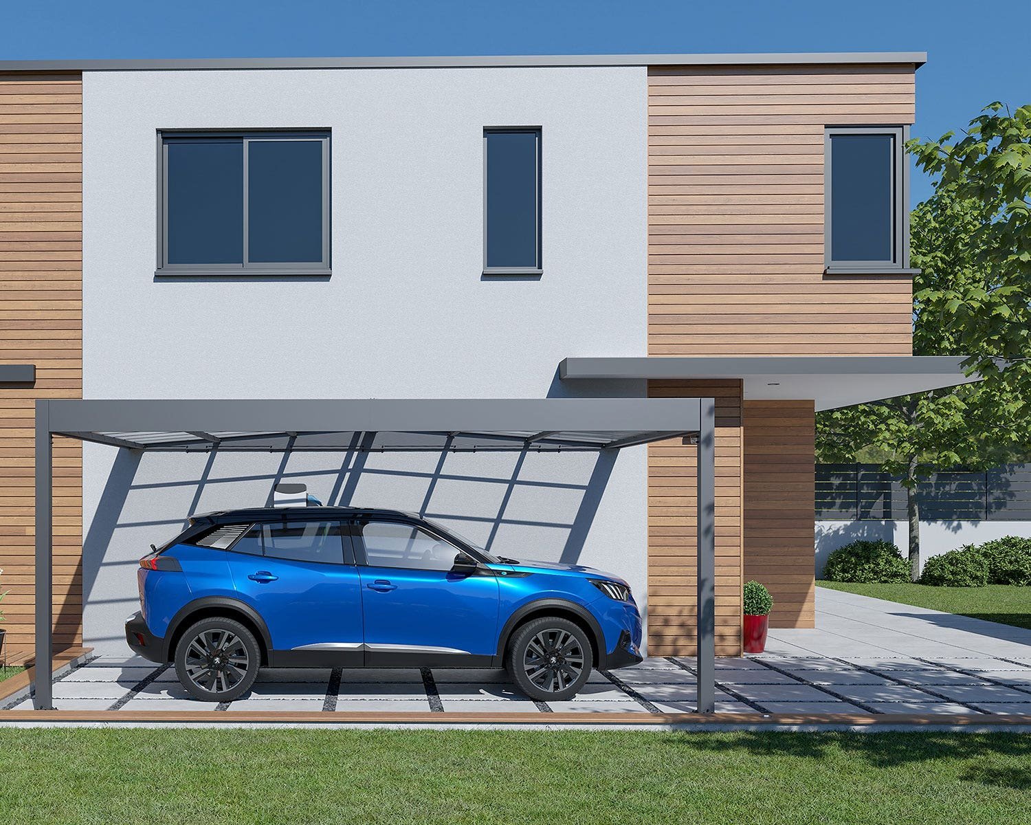 Carport adossé aluminium Trigano LIBECCIO WALL 16 m² | Compact, Robuste & Sécurisé – Image 8