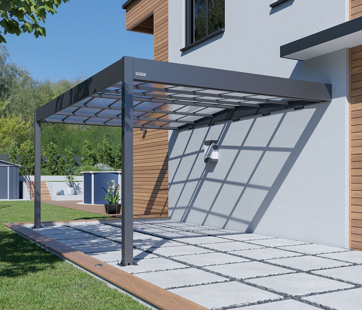 Carport adossé aluminium Trigano LIBECCIO WALL 16 m² | Compact, Robuste & Sécurisé – Image 9